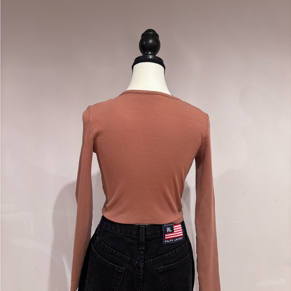 Zara Terracotta Ribbed Button Up Cardigan - Picture 4 of 5
